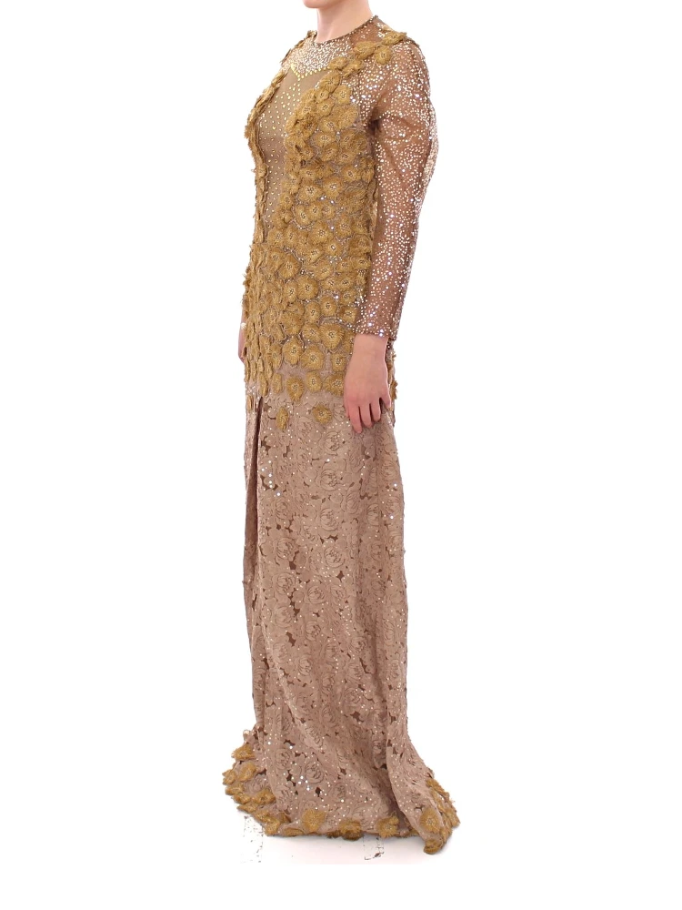 GOLD Long Lace Maxi Crystal Dress alternative