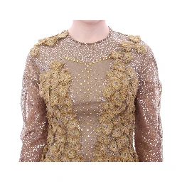 GOLD Long Lace Maxi Crystal Dress