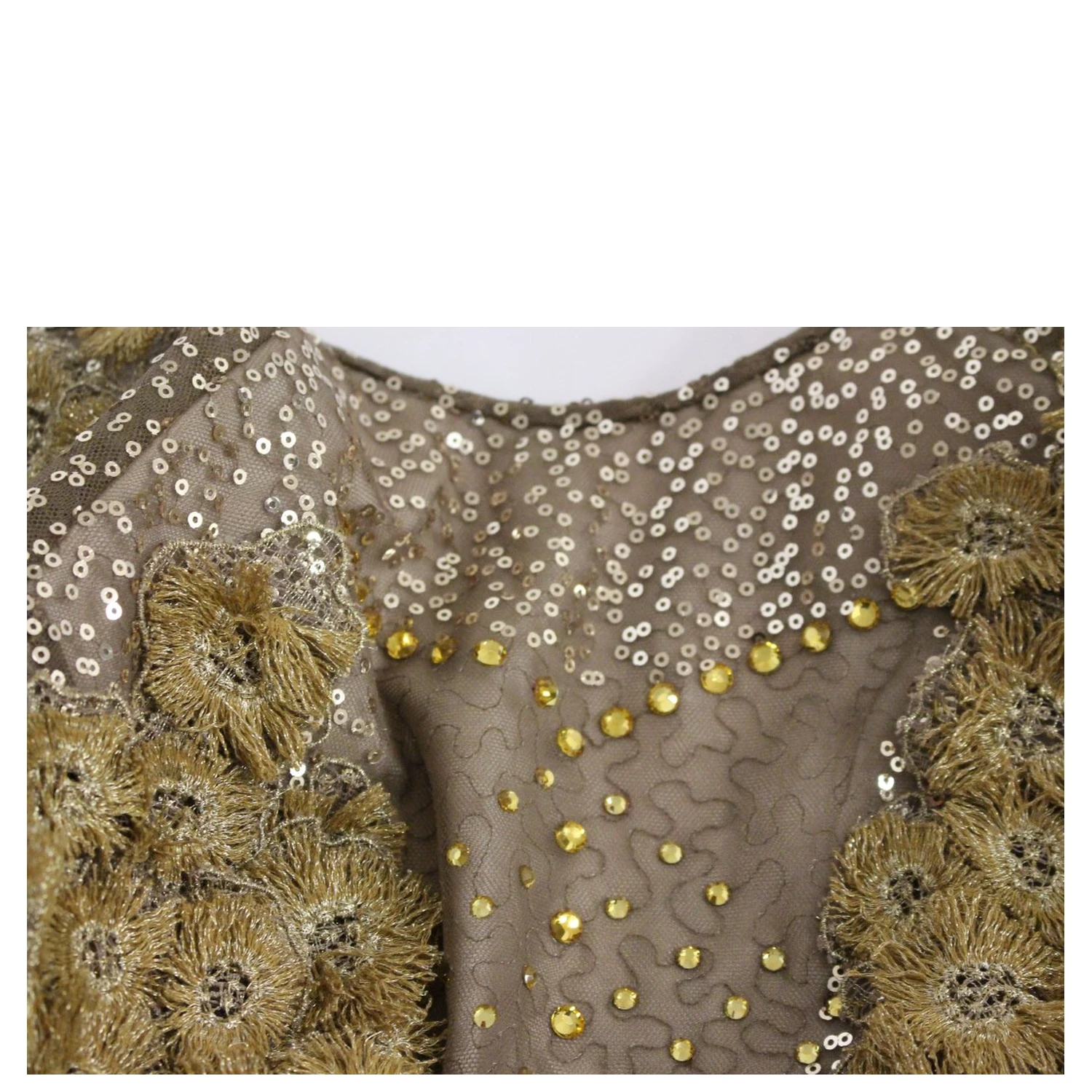 GOLD Long Lace Maxi Crystal Dress