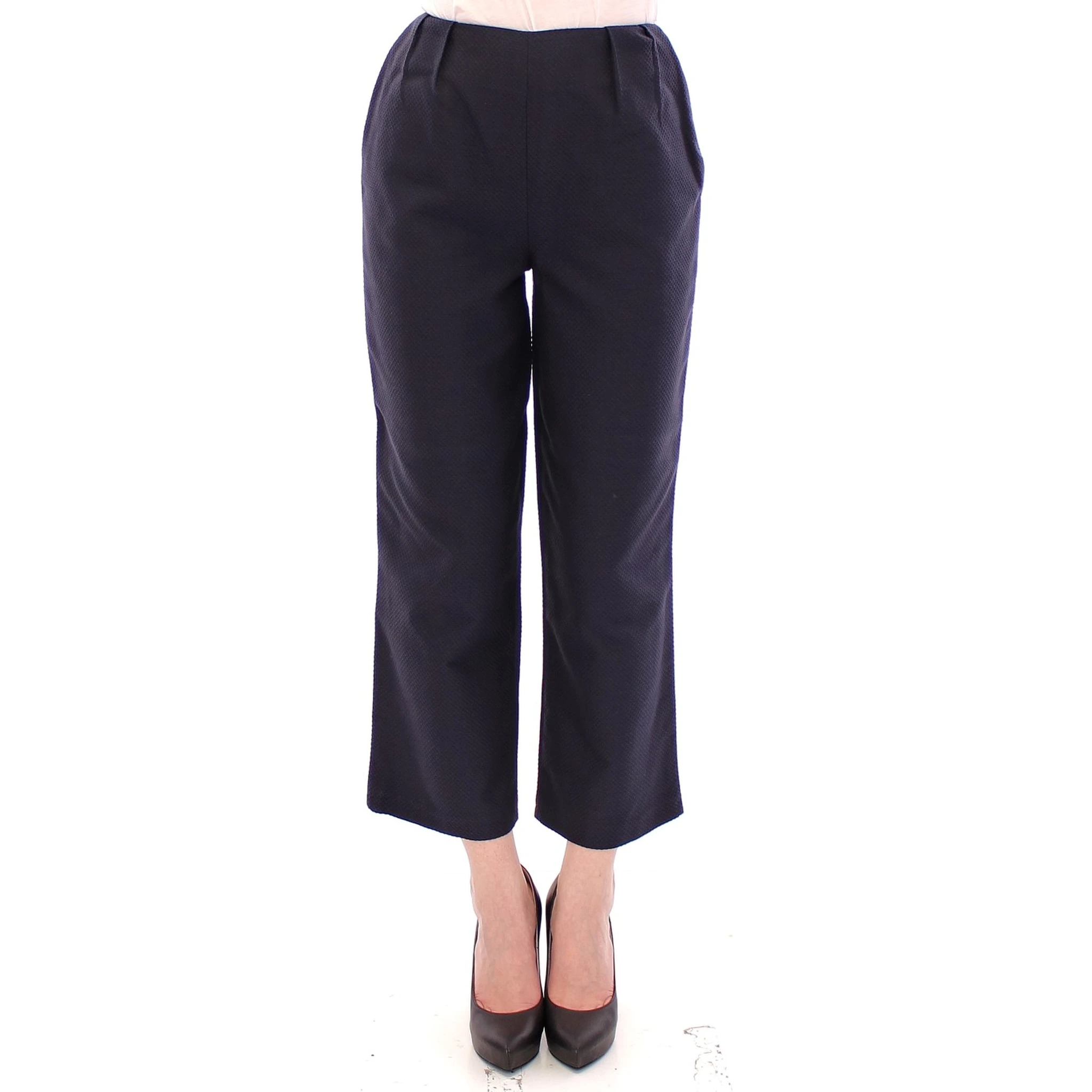 Blue Cropped Cotton Pants