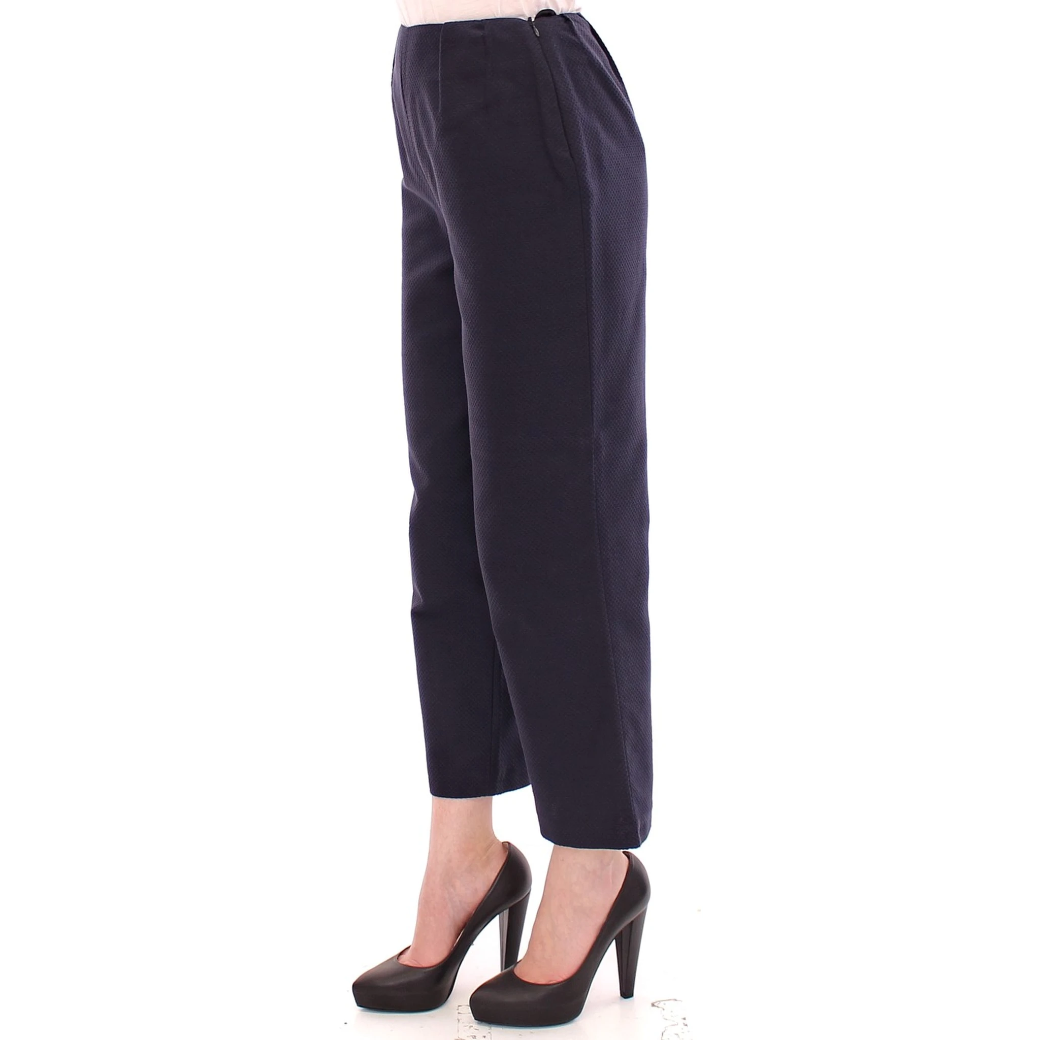 Blue Cropped Cotton Pants