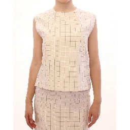 White Cotton Checkered Shirt Top