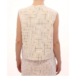 White Cotton Checkered Shirt Top