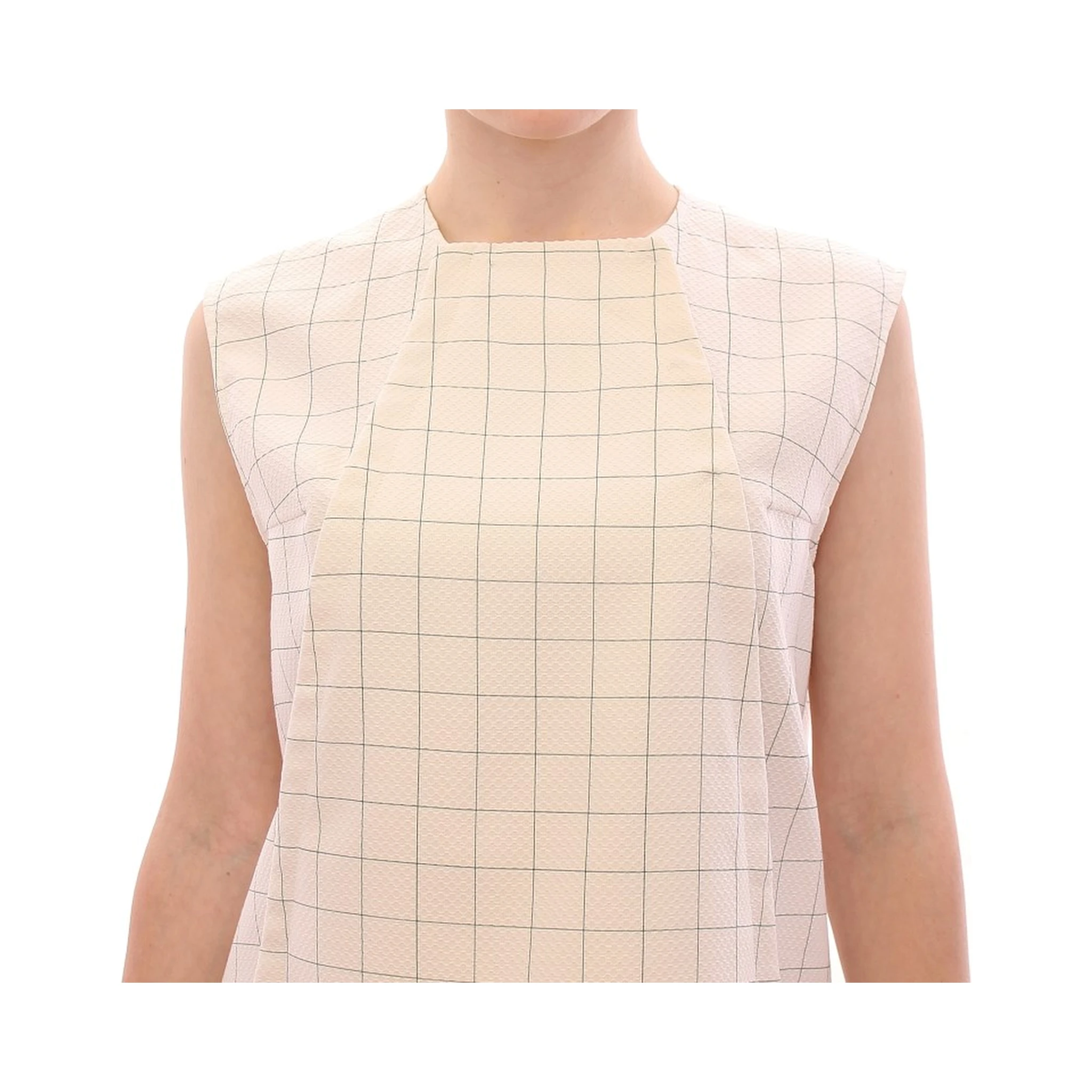 White Cotton Checkered Shirt Top