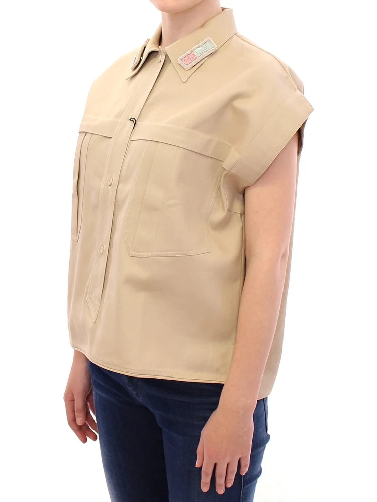 Beige Sleeveless Blouse Top alternative