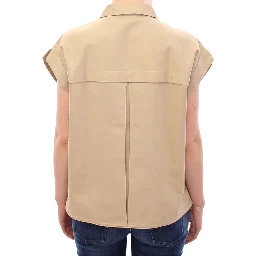 Beige Sleeveless Blouse Top