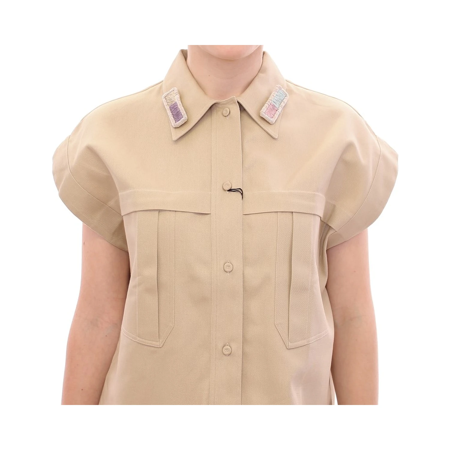 Beige Sleeveless Blouse Top