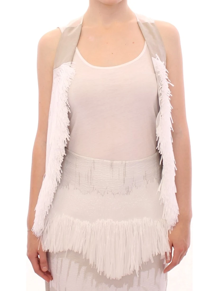 White Lashes Open Back Vest Jacket