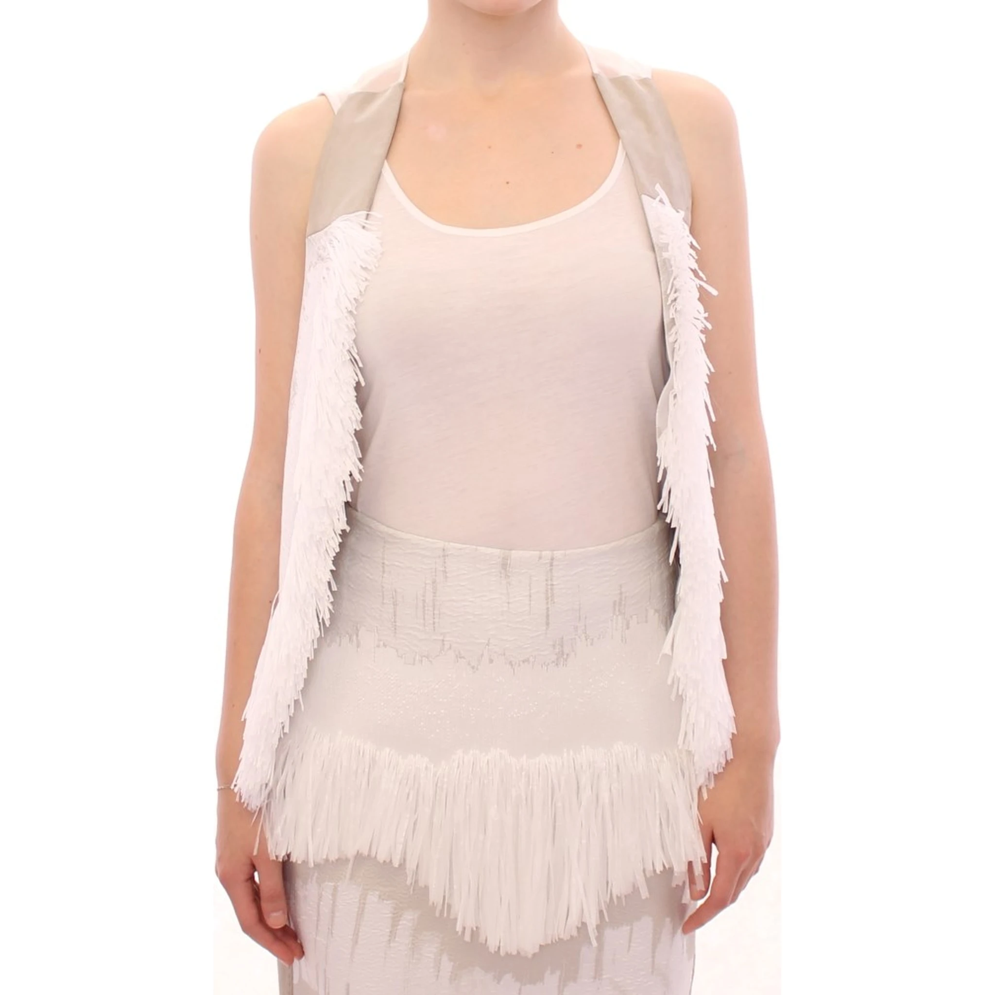 White Lashes Open Back Vest Jacket