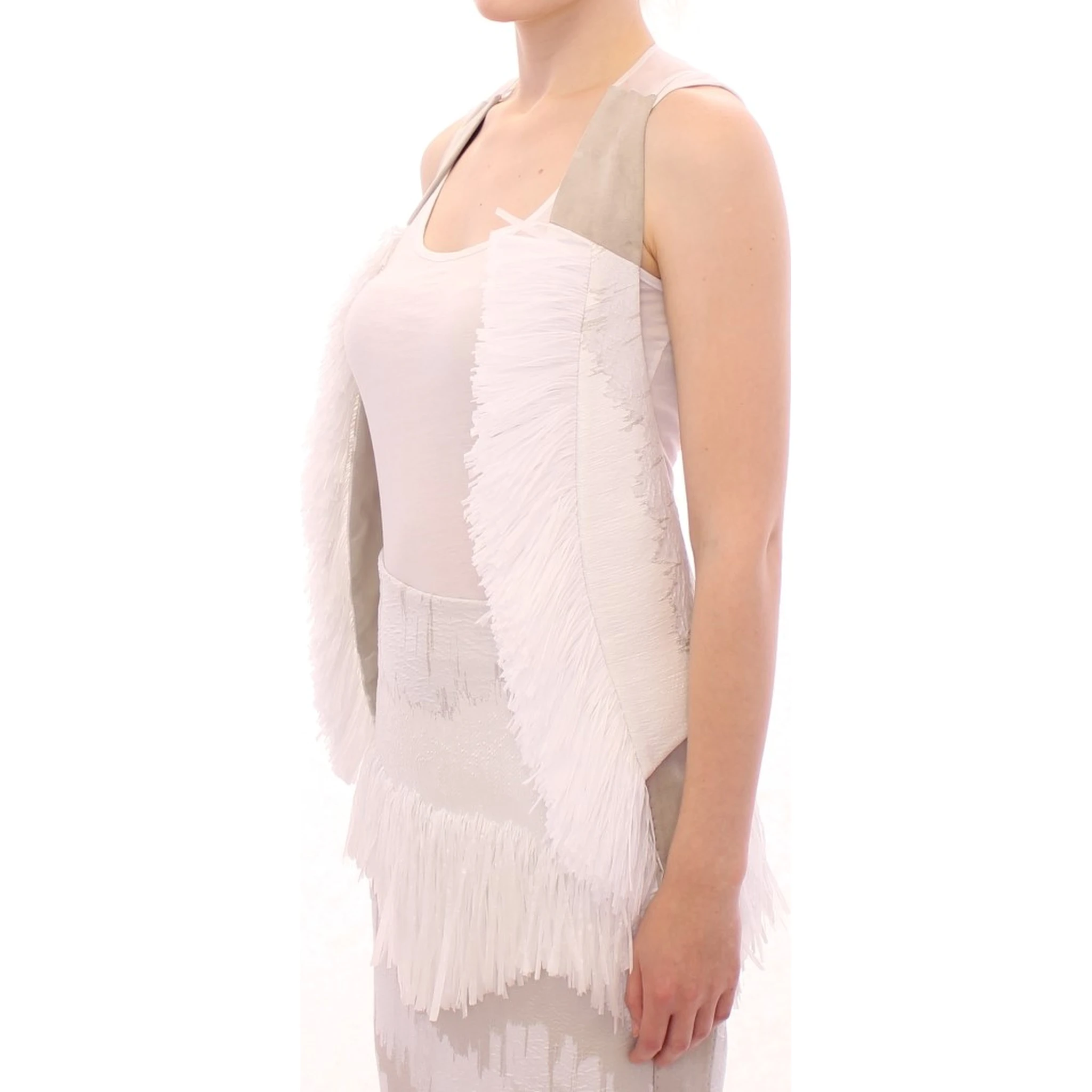 White Lashes Open Back Vest Jacket