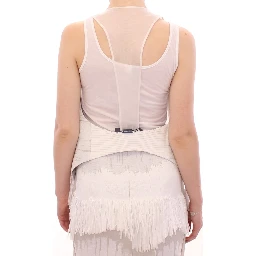 White Lashes Open Back Vest Jacket