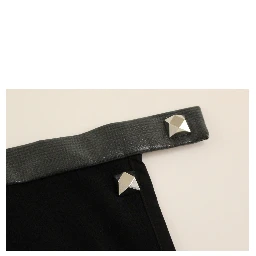 Black Metal Buttons Cotto Wool Skirt