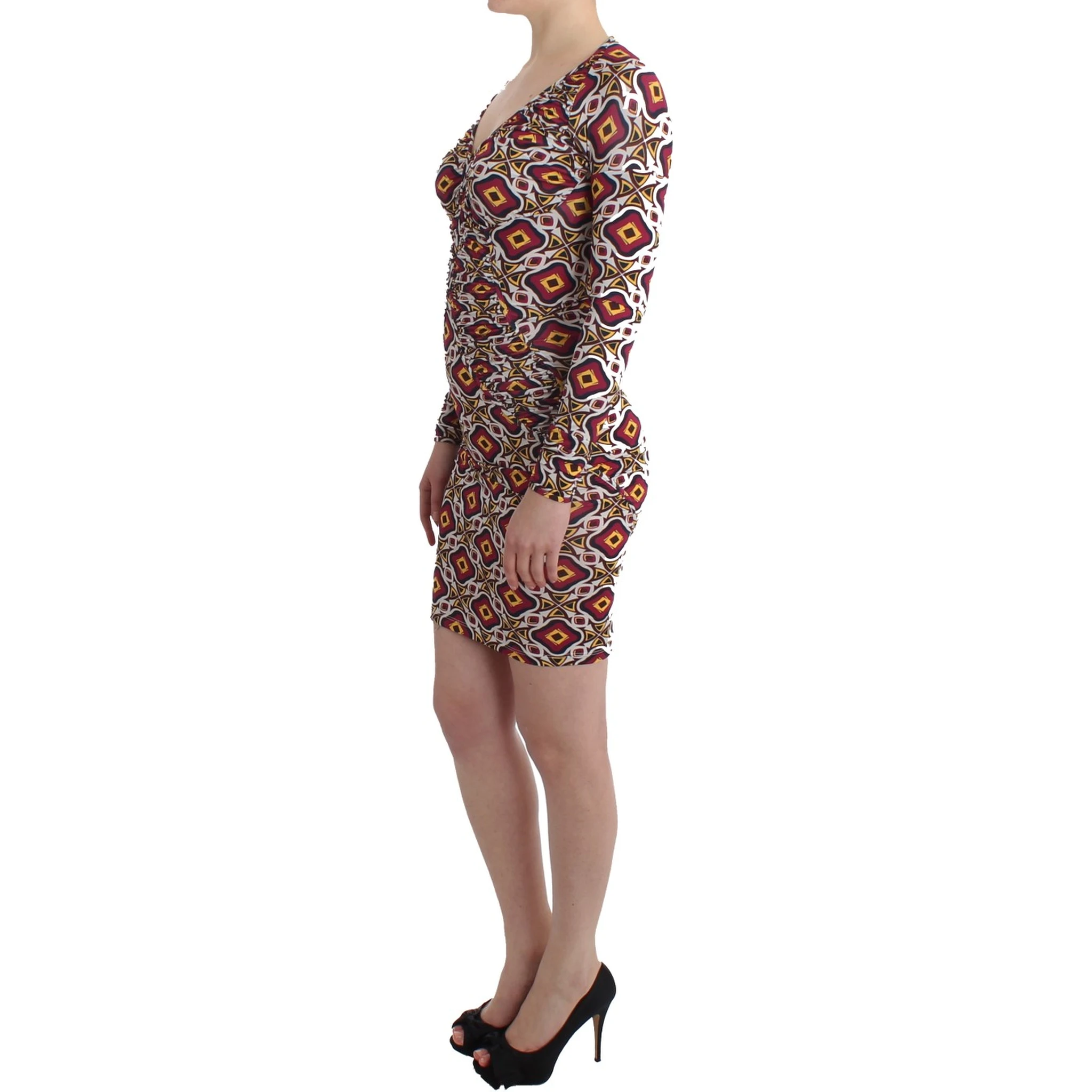 Multicolor Longsleeved Viscose Shift Dress