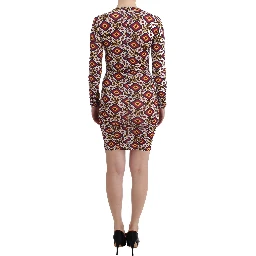 Multicolor Longsleeved Viscose Shift Dress