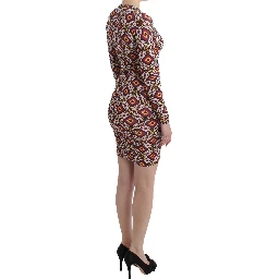 Multicolor Longsleeved Viscose Shift Dress