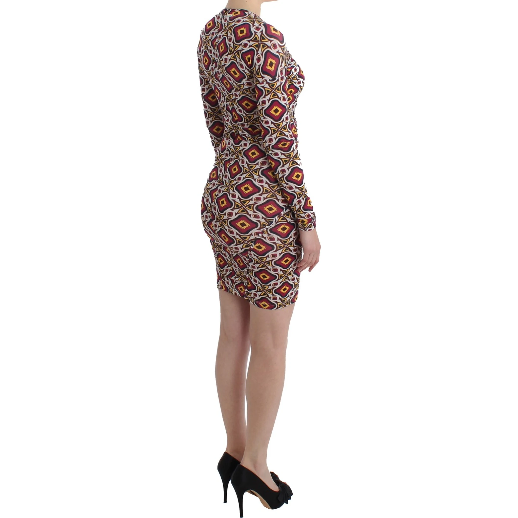 Multicolor Longsleeved Viscose Shift Dress