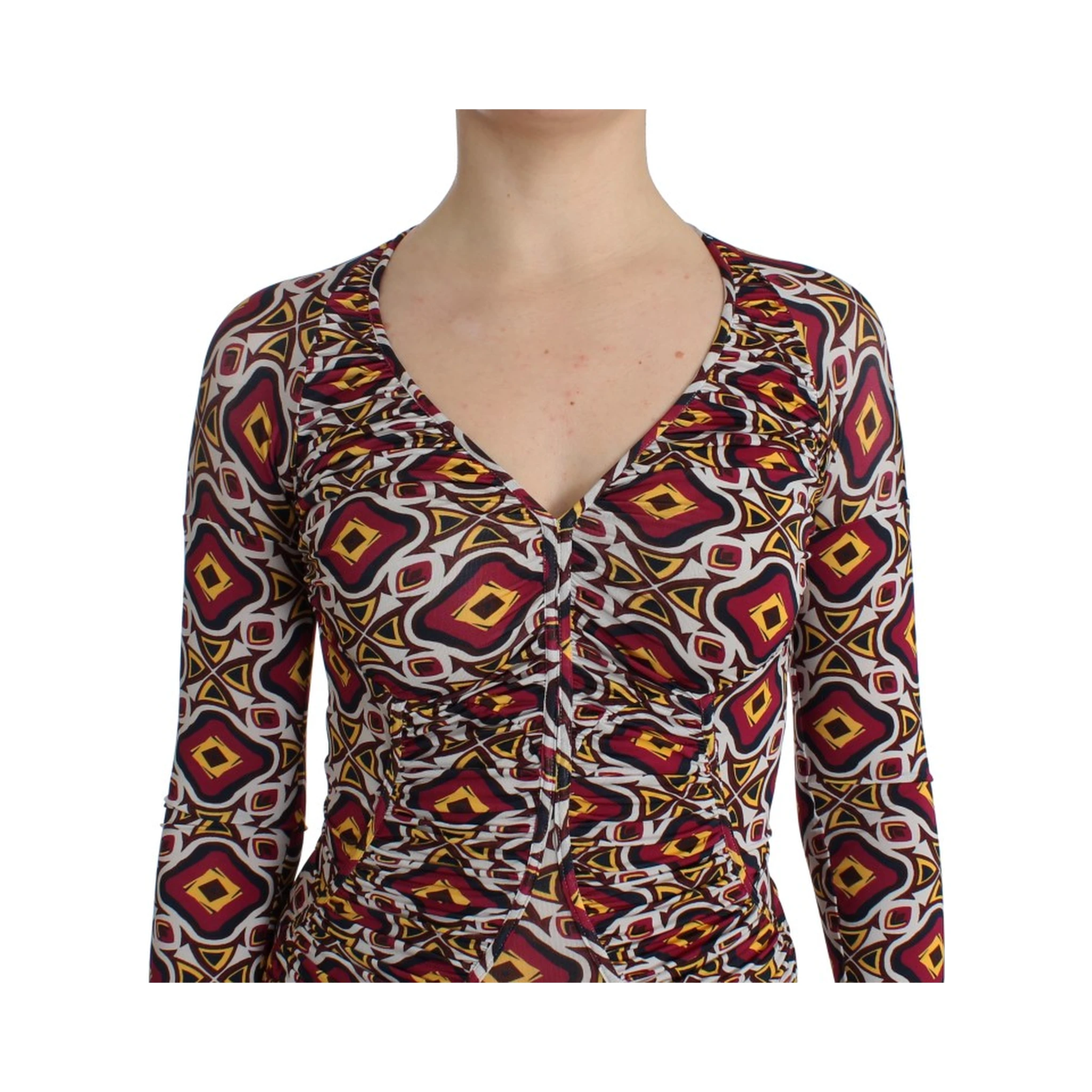 Multicolor Longsleeved Viscose Shift Dress