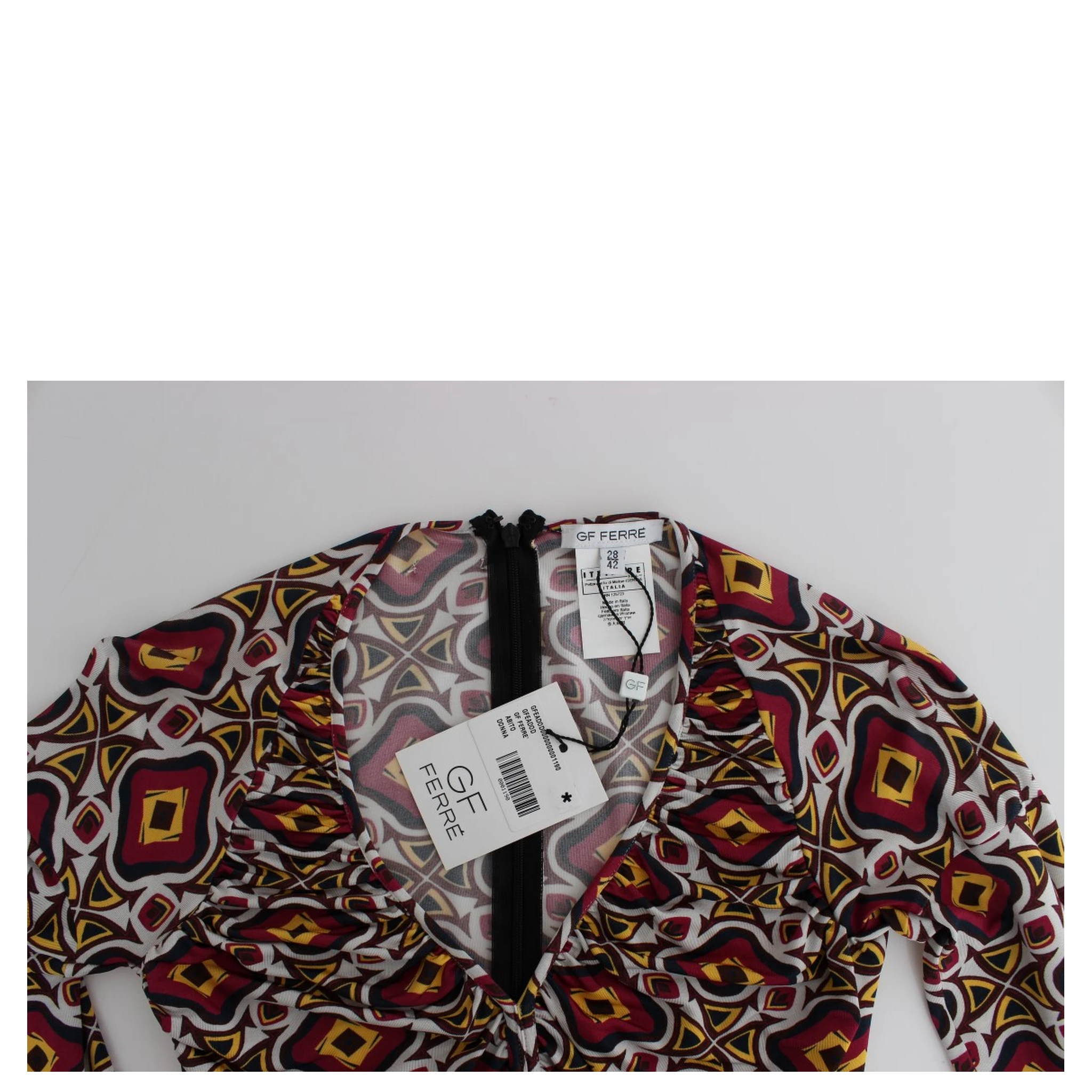 Multicolor Longsleeved Viscose Shift Dress