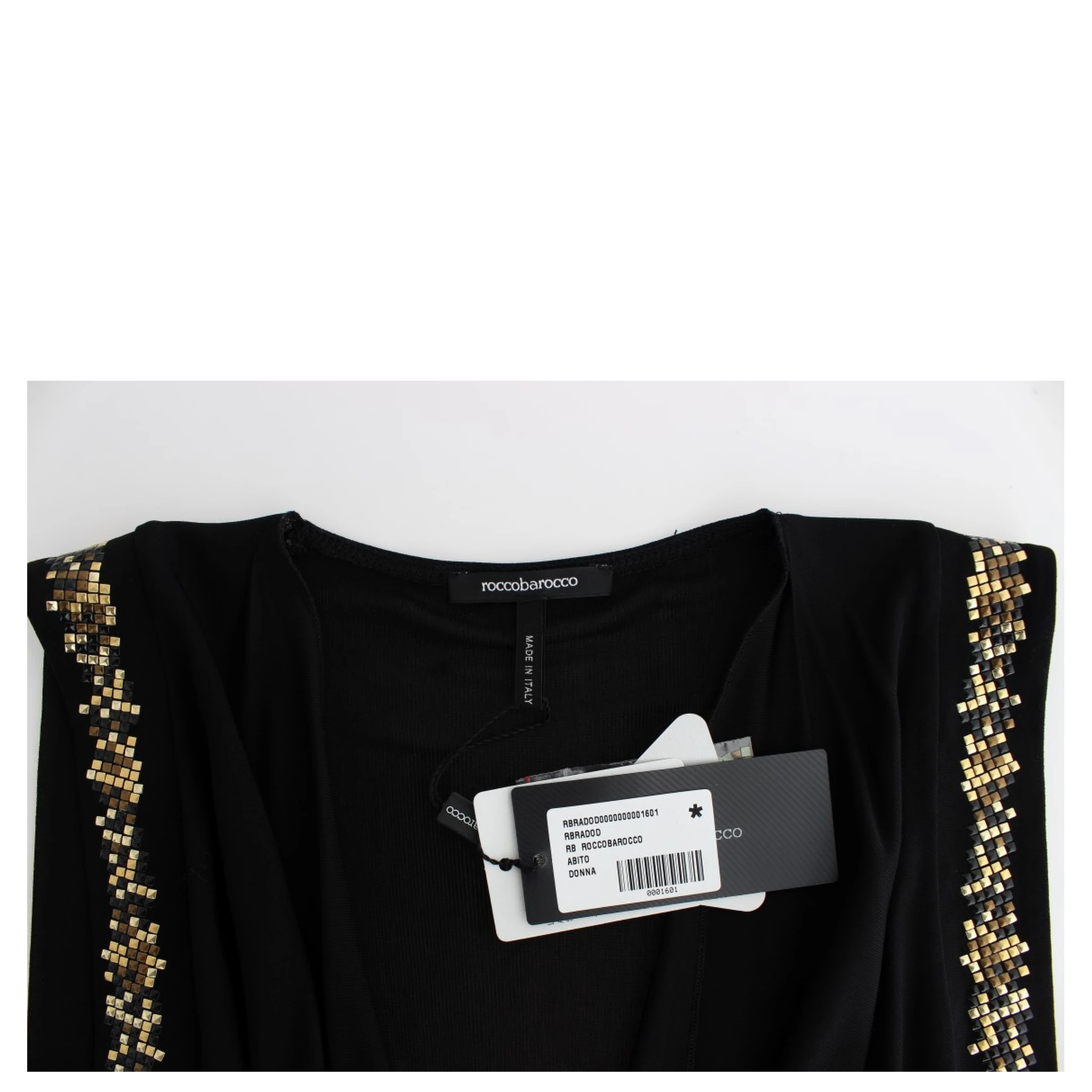 Black Embellished Jersey Mini Sheath Short Dress