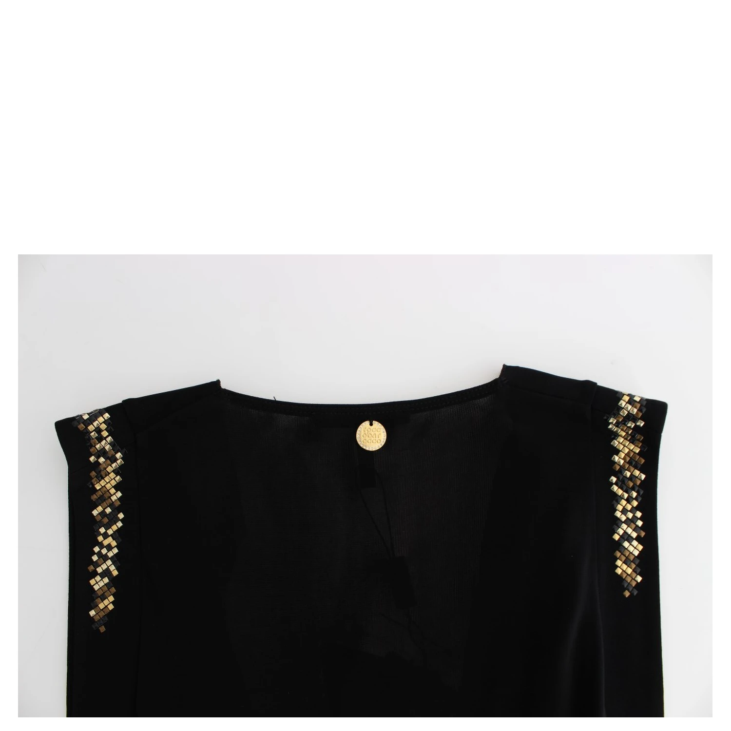 Black Embellished Jersey Mini Sheath Short Dress