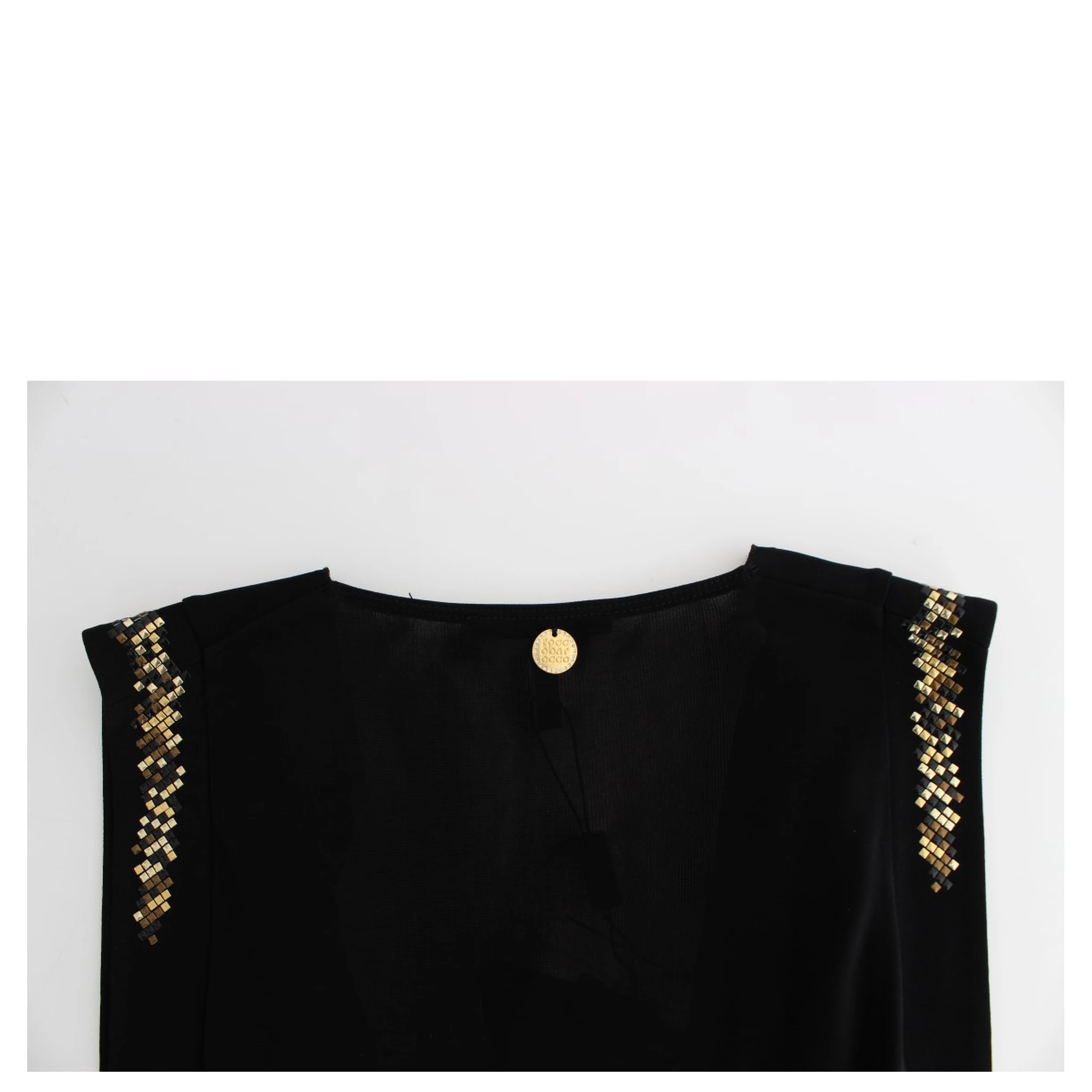 Black Embellished Jersey Mini Sheath Short Dress