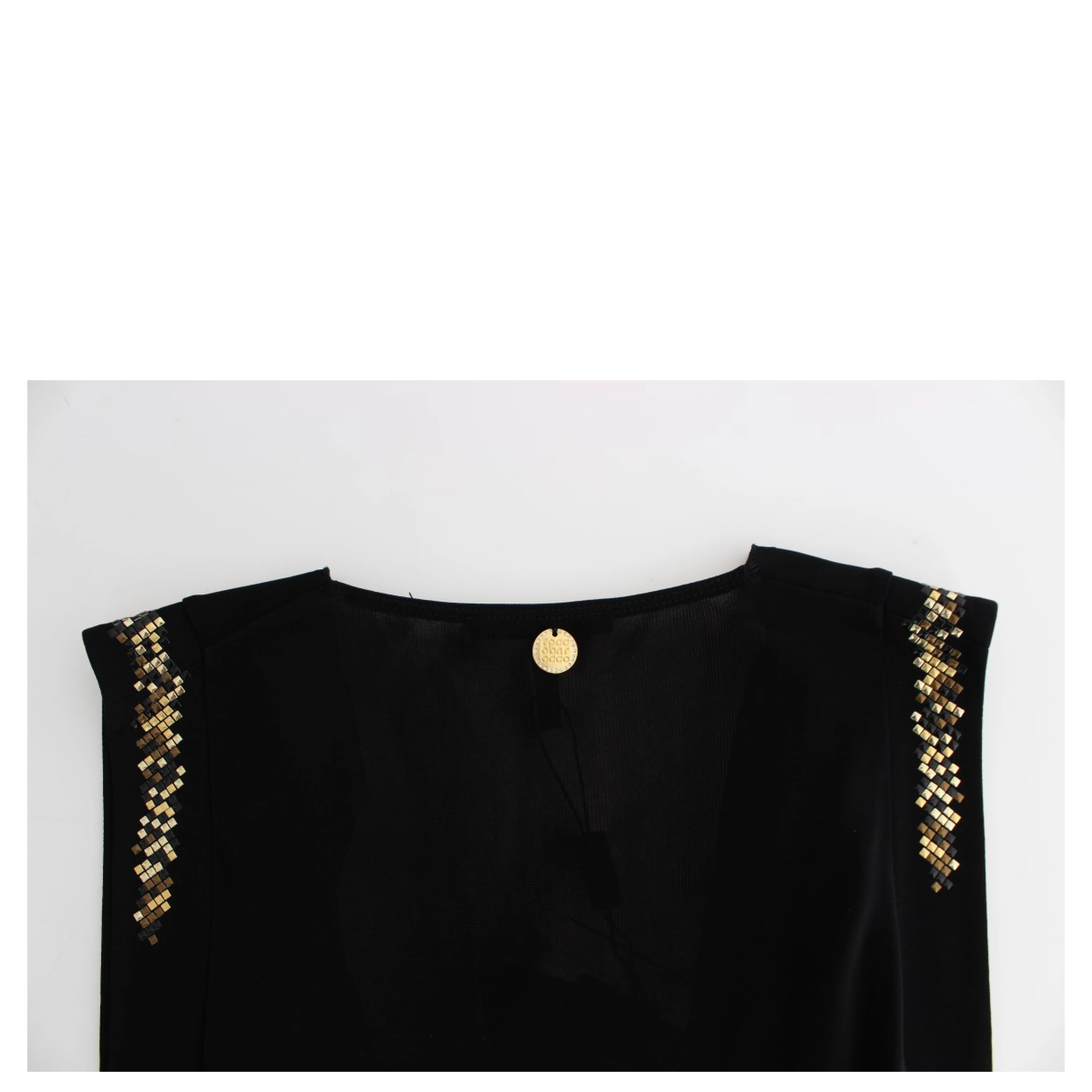 Black Embellished Jersey Mini Sheath Short Dress
