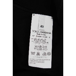 Black Silk Floral Embroidered Polo Top