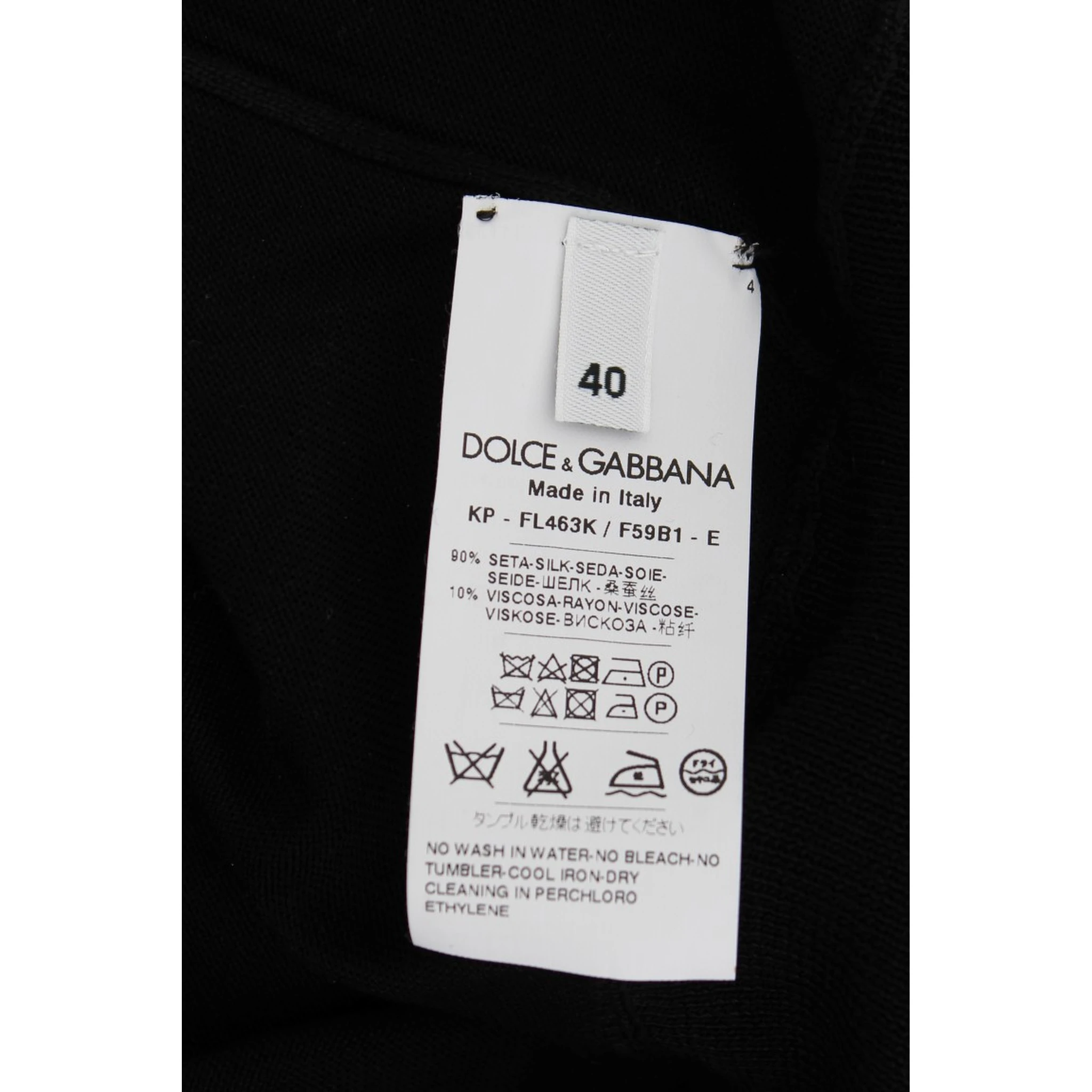 Black Silk Floral Embroidered Polo Top