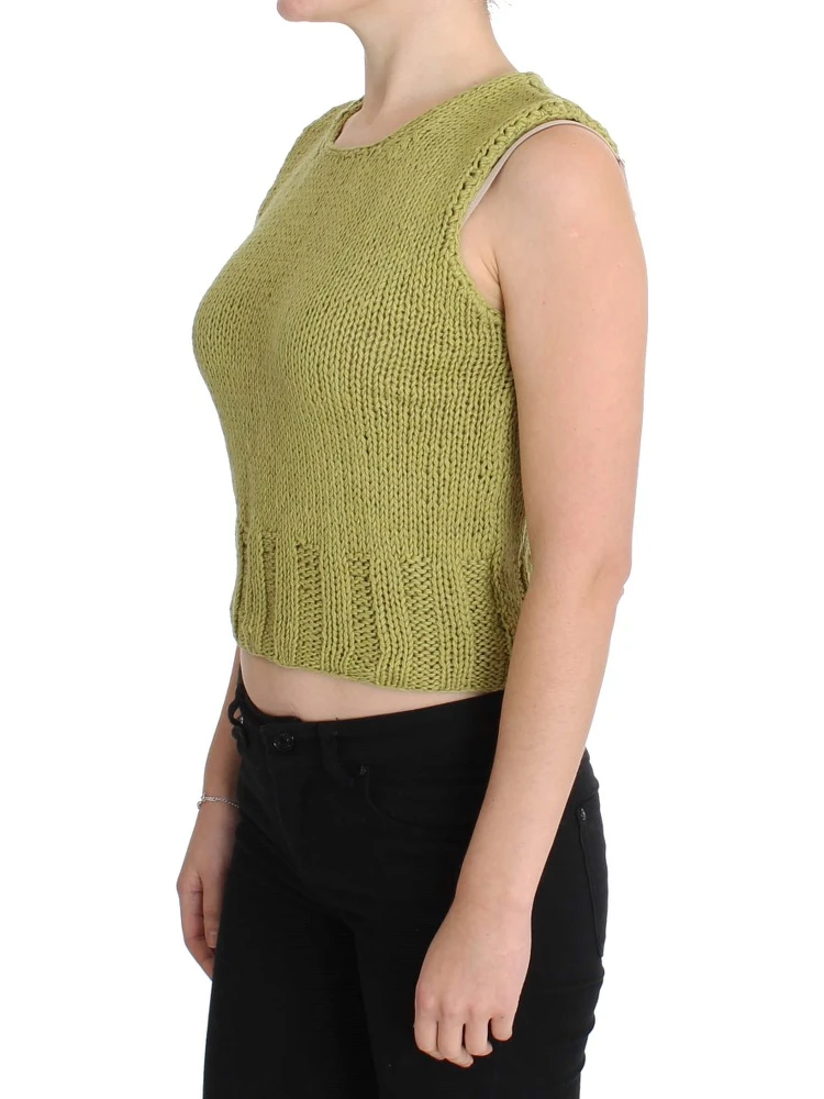 Green Cotton Blend Knitted Sleeveless Sweater alternative