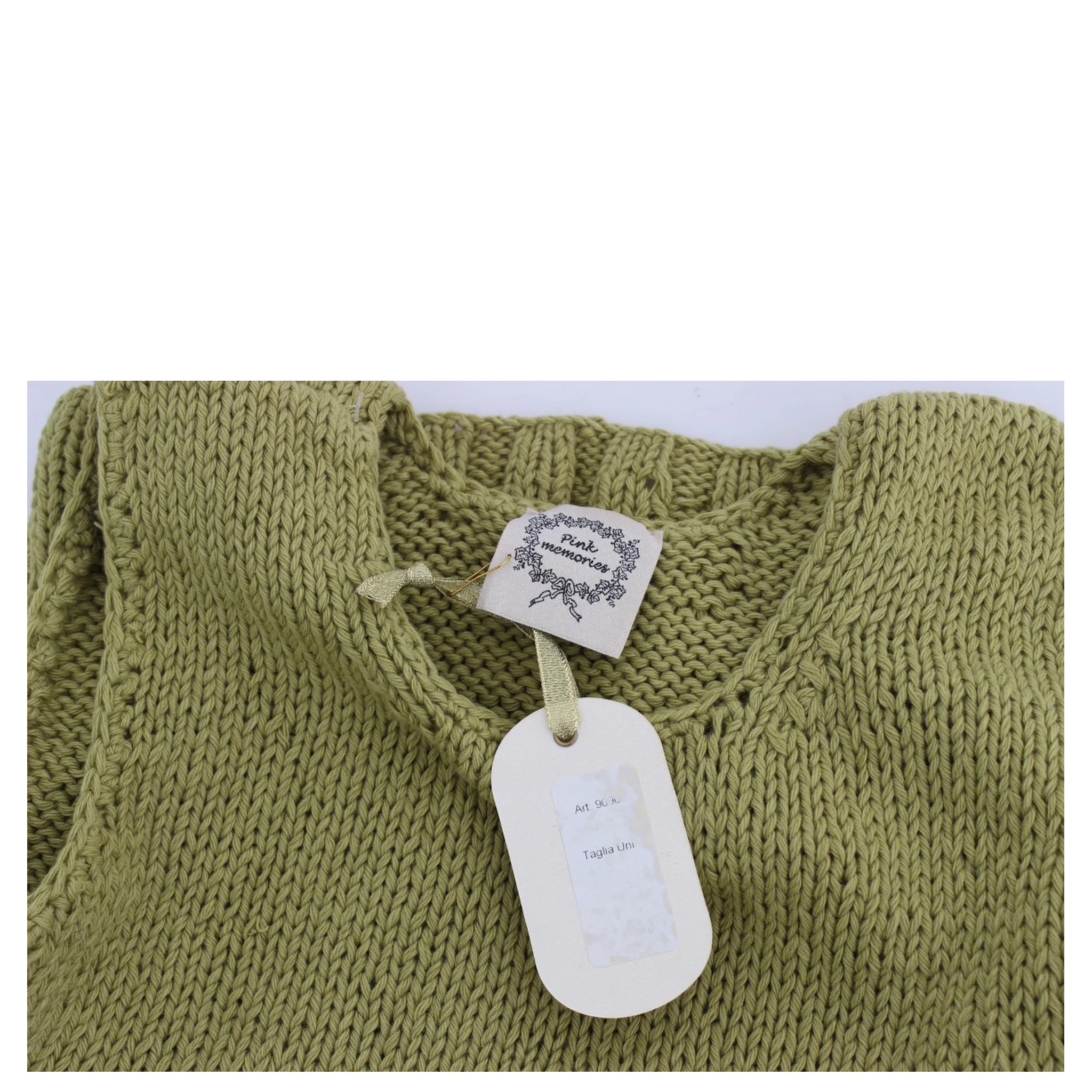 Green Cotton Blend Knitted Sleeveless Sweater