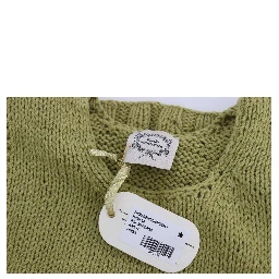 Green Cotton Blend Knitted Sleeveless Sweater