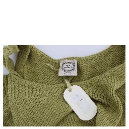 Green Cotton Blend Knitted Sleeveless Sweater