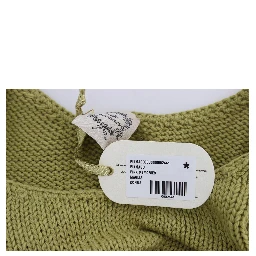 Green Cotton Blend Knitted Sleeveless Sweater