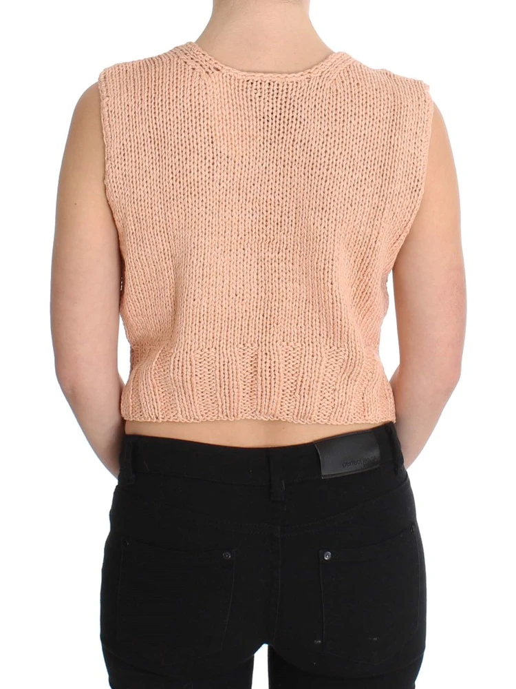 Pink Cotton Blend Knitted Sleeveless Sweater alternative
