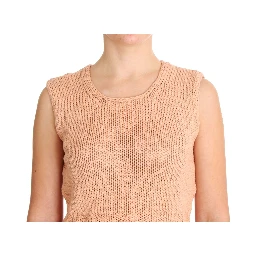 Pink Cotton Blend Knitted Sleeveless Sweater