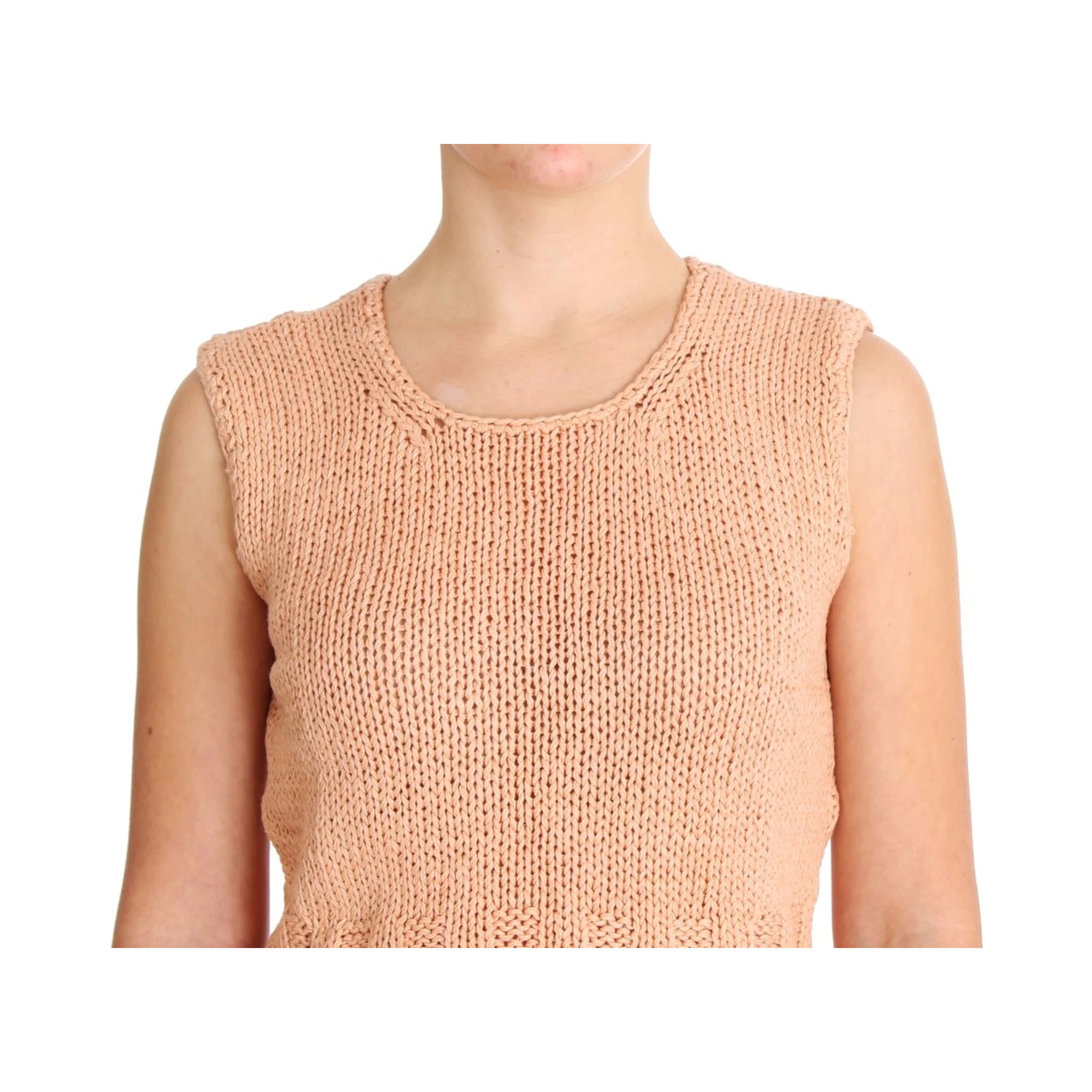 Pink Cotton Blend Knitted Sleeveless Sweater