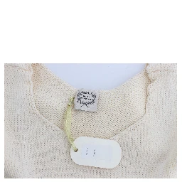 Beige Cotton Blend Knitted Sleeveless Sweater