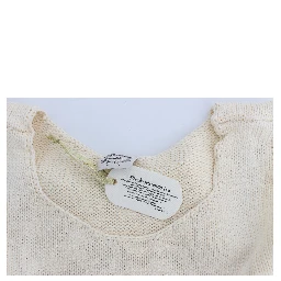 Beige Cotton Blend Knitted Sleeveless Sweater