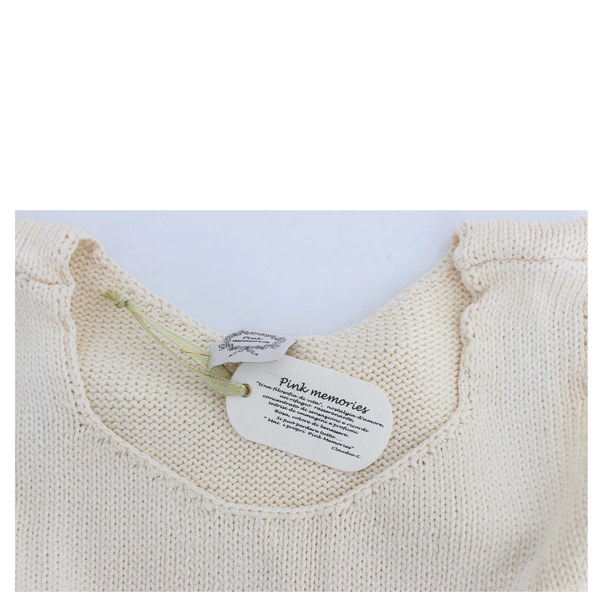 Beige Cotton Blend Knitted Sleeveless Sweater