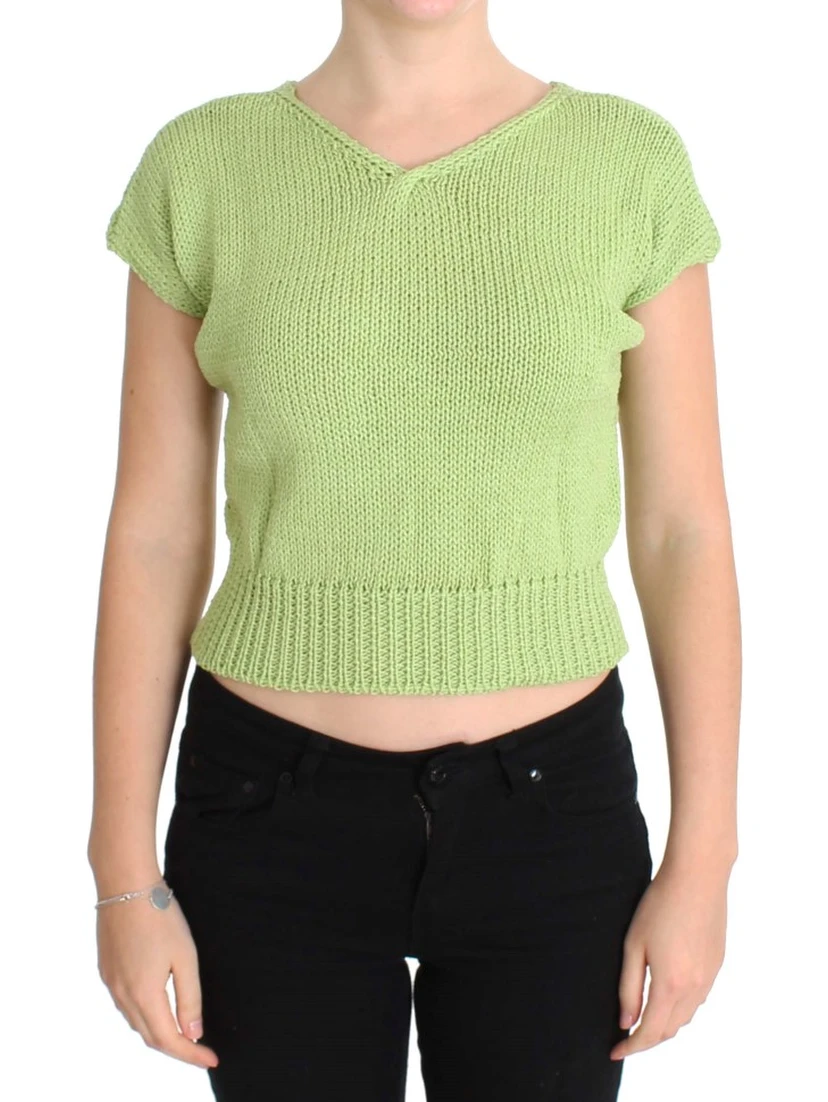 Green Cotton Blend Knitted Sweater