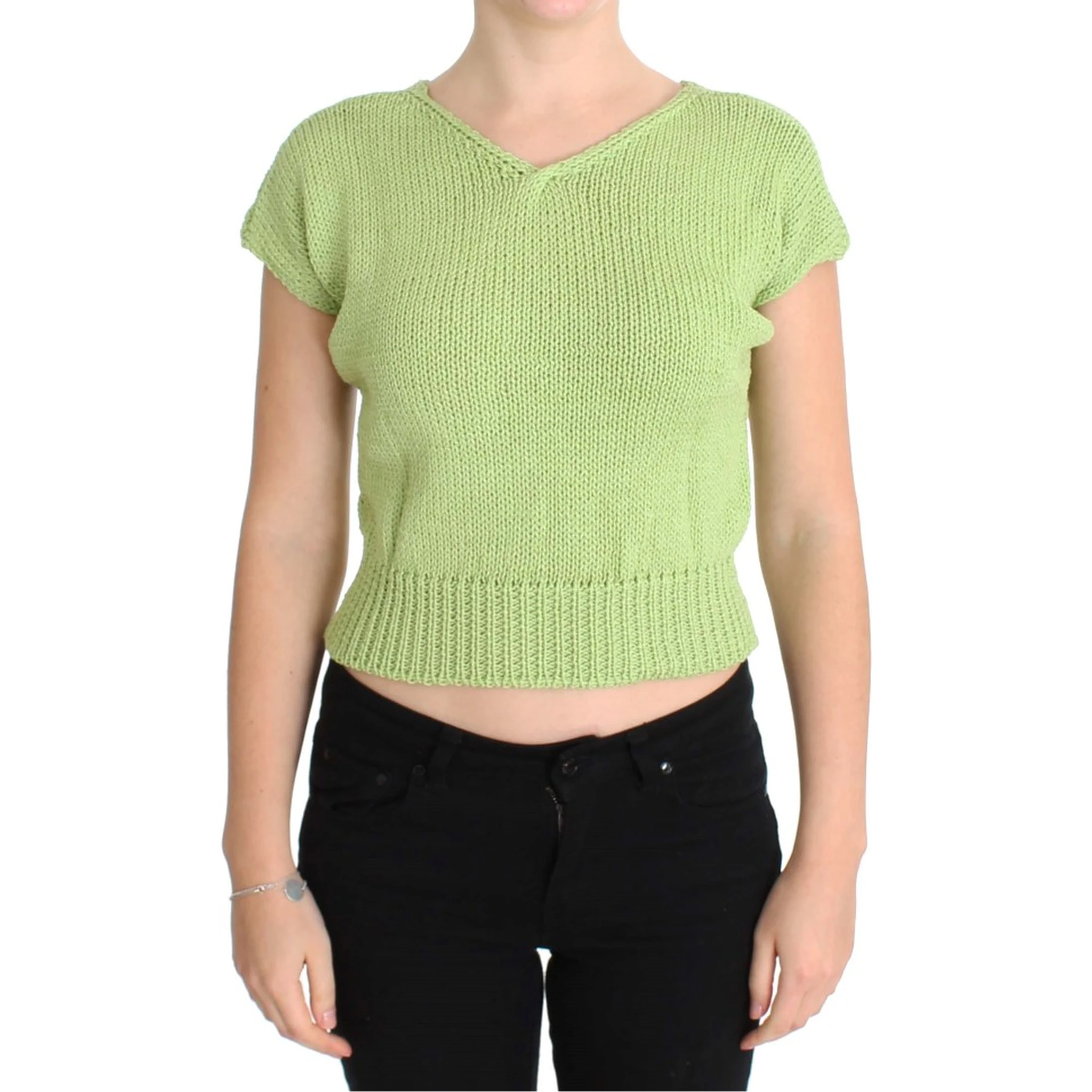 Green Cotton Blend Knitted Sweater