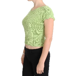 Green Cotton Blend Knitted Sweater