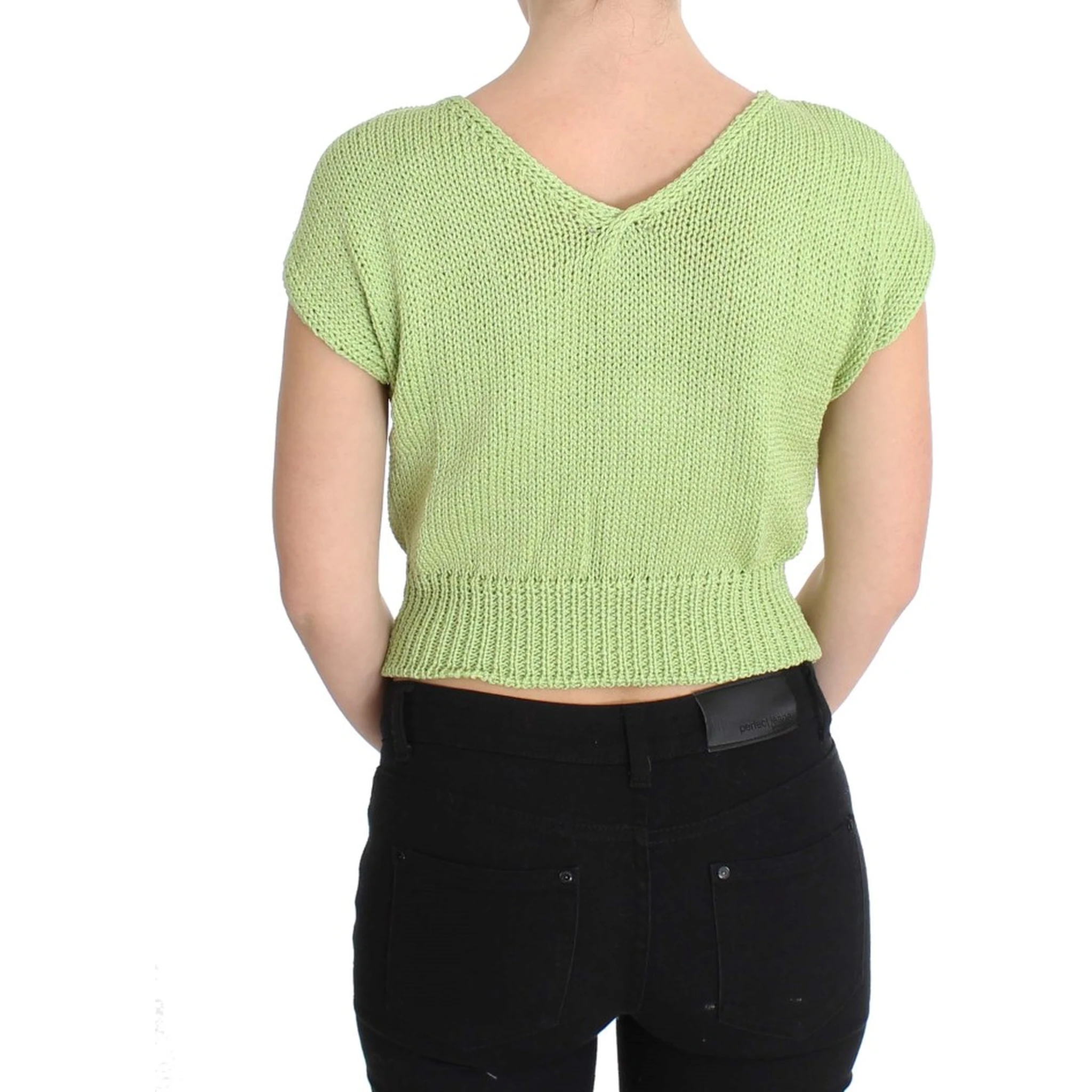 Green Cotton Blend Knitted Sweater