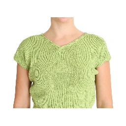 Green Cotton Blend Knitted Sweater