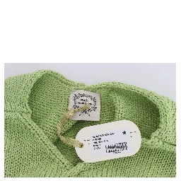 Green Cotton Blend Knitted Sweater