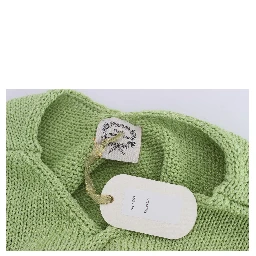 Green Cotton Blend Knitted Sweater