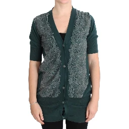 Green Lace Cotton Cardigan Sweater