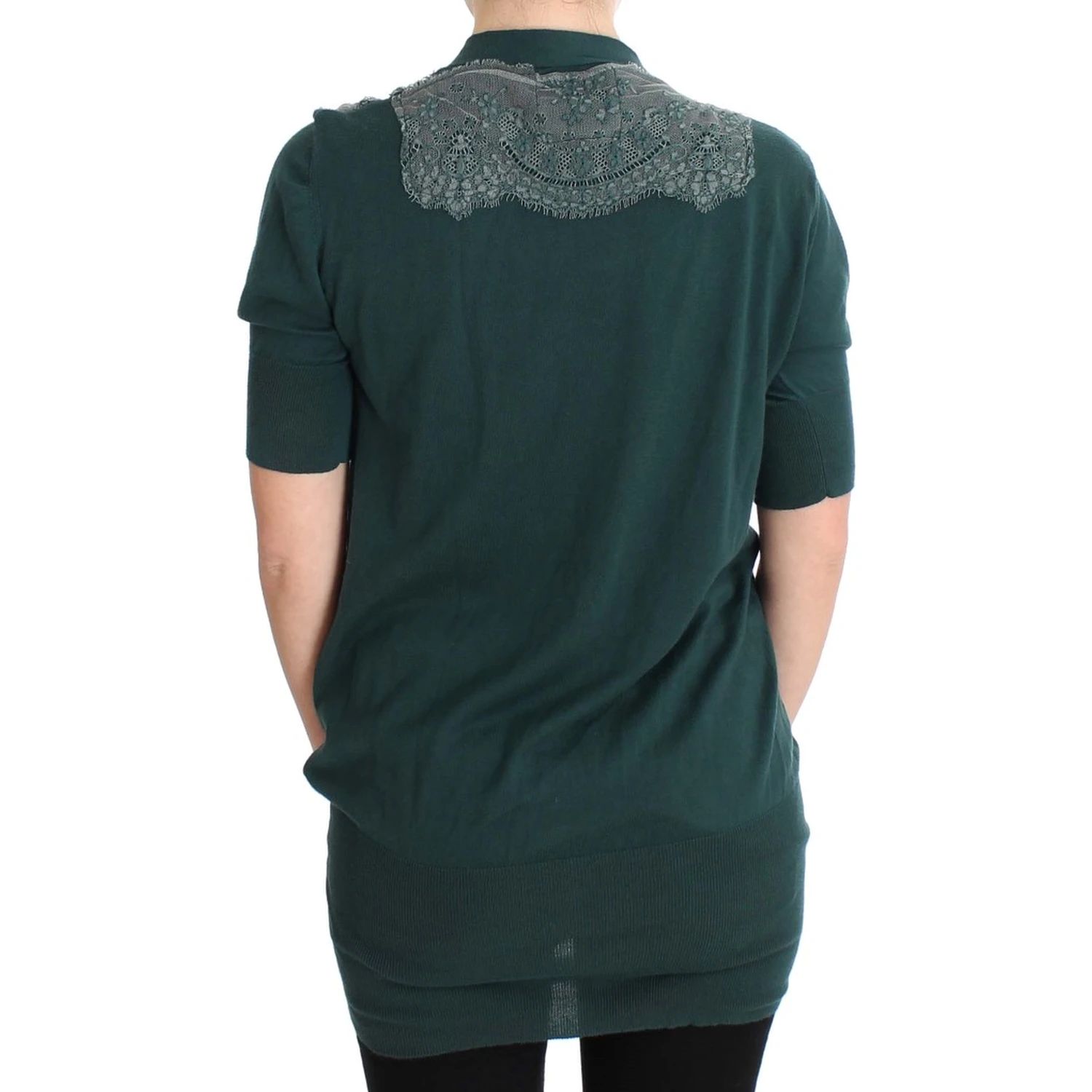 Green Lace Cotton Cardigan Sweater
