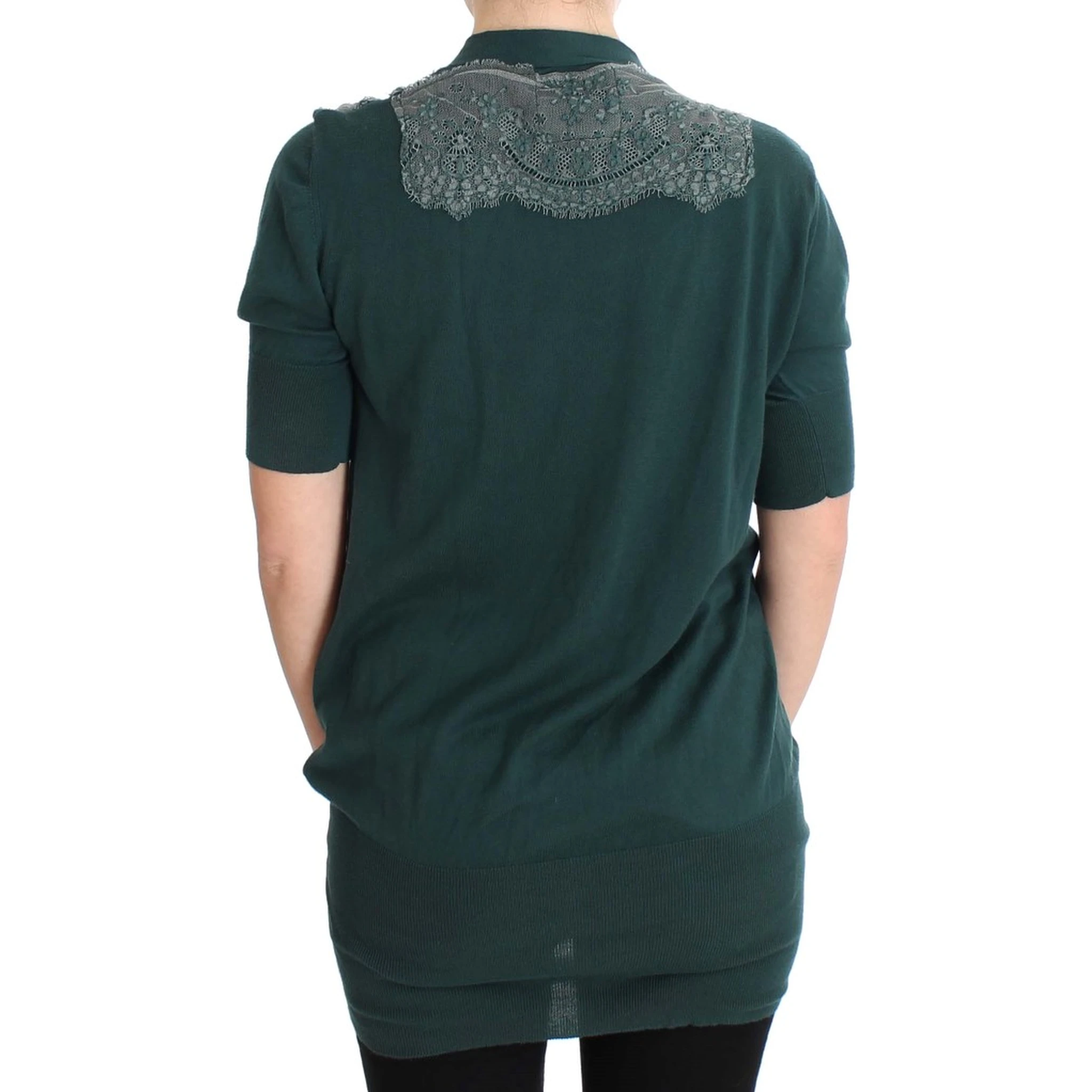 Green Lace Cotton Cardigan Sweater