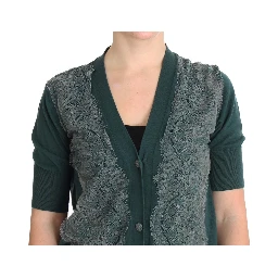 Green Lace Cotton Cardigan Sweater